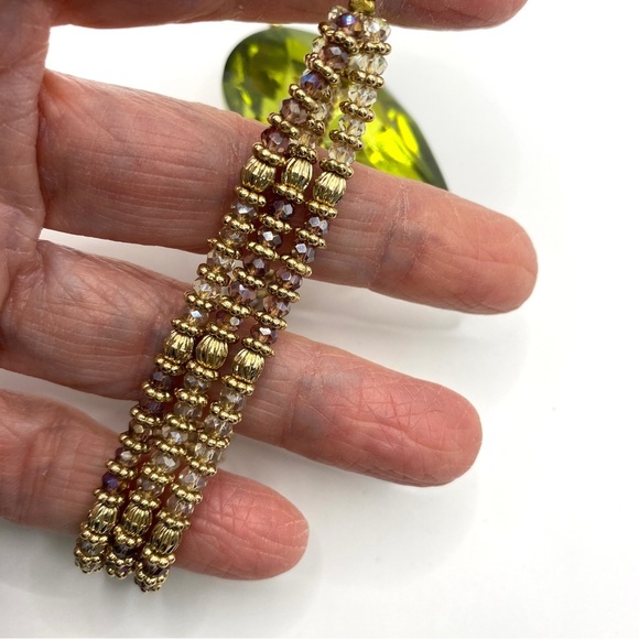 Slider Bracelet Gold Crystal Faceted Beads - Picture 4 of 5